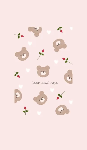 [LINE着せ替え] クマと薔薇とハート♡babypink08_1の画像1
