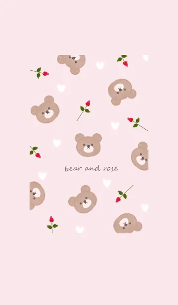 [LINE着せ替え] クマと薔薇とハート♡pink09_1の画像1