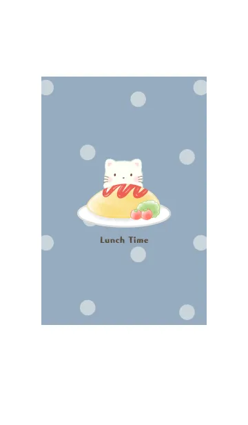 [LINE着せ替え] ねことオムライス -ブルー- ドットの画像1