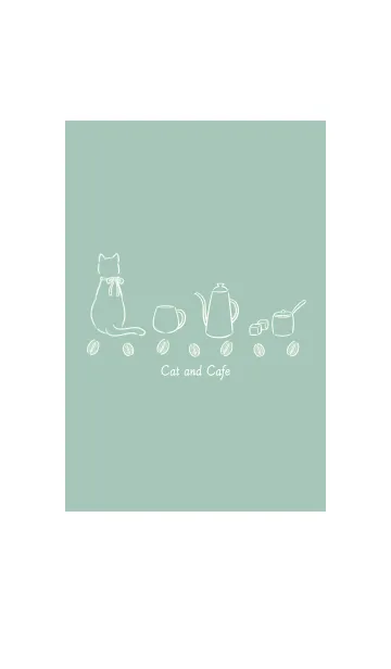 [LINE着せ替え] 猫とカフェ -ミントグリーン-の画像1