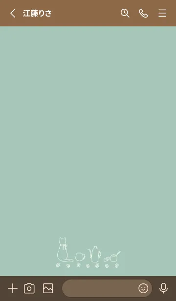 [LINE着せ替え] 猫とカフェ -ミントグリーン-の画像2