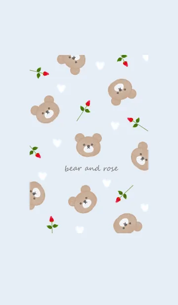 [LINE着せ替え] クマと薔薇とハート♡blue14_1の画像1