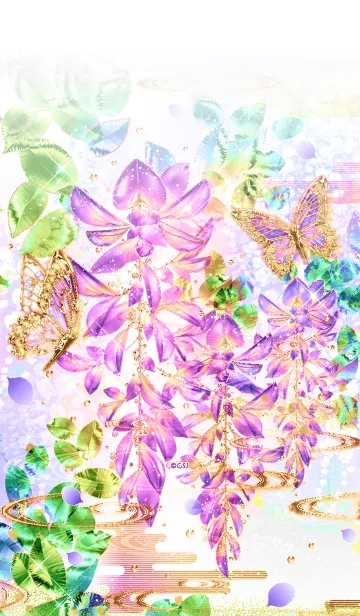 [LINE着せ替え] ＊幻想世界＊蝶と煌めく藤の花の画像1