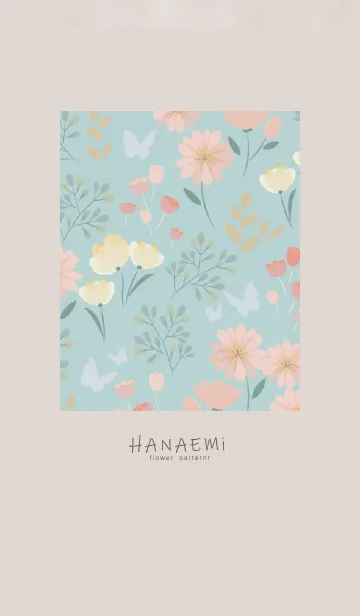 [LINE着せ替え] HANAEMI flower pattern light blue 2の画像1