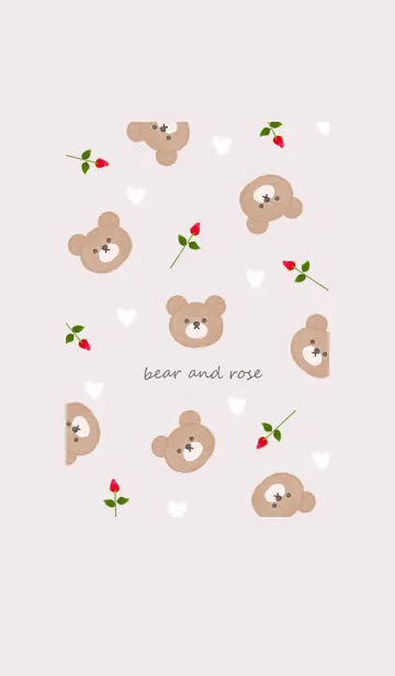 [LINE着せ替え] クマと薔薇とハート♡dustypink15_1の画像1