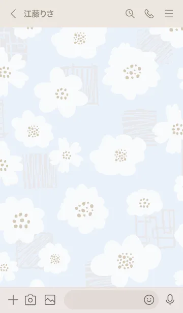 [LINE着せ替え] おしゃれ 花 白 ブルー3の画像2