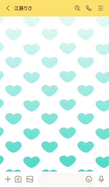 [LINE着せ替え] 青いハート 黄色の画像2