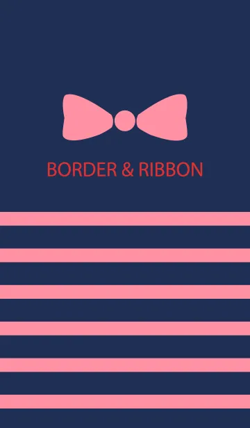 [LINE着せ替え] BORDER & PINKRIBBON -Navy 10-の画像1