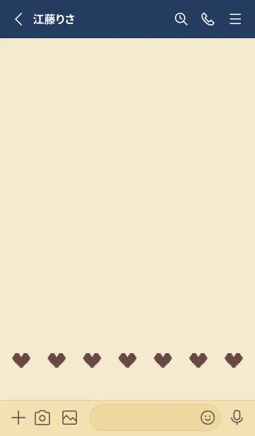 [LINE着せ替え] ミニドット絵ハート(ベージュ&ブルー03)の画像2