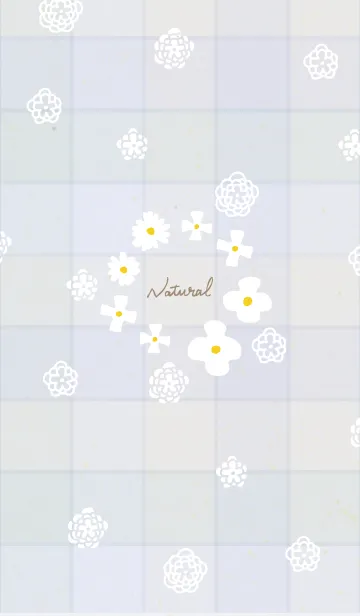 [LINE着せ替え] 白い花 チェック柄8の画像1