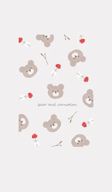 [LINE着せ替え] クマとカーネーション♡Greige02_2の画像1