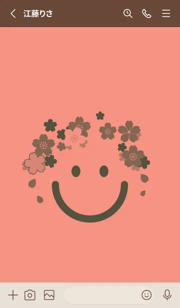 [LINE着せ替え] スマイル＆桜 鮭色の画像2