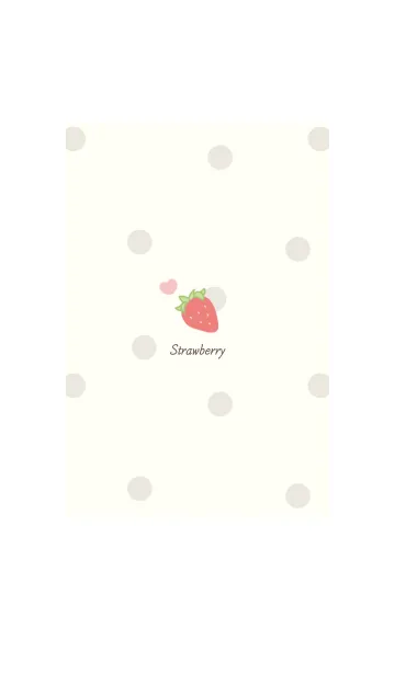 [LINE着せ替え] 苺とハート (ベージュ) ドットの画像1