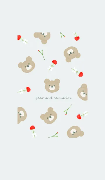 [LINE着せ替え] クマとカーネーション♡bluegreen06_1の画像1