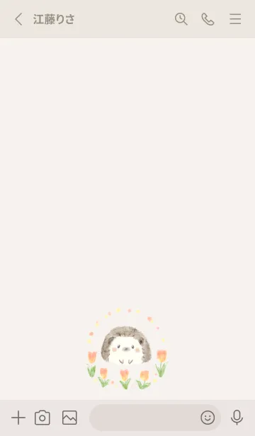 [LINE着せ替え] ハリネズミとチューリップ -ベージュ-の画像2