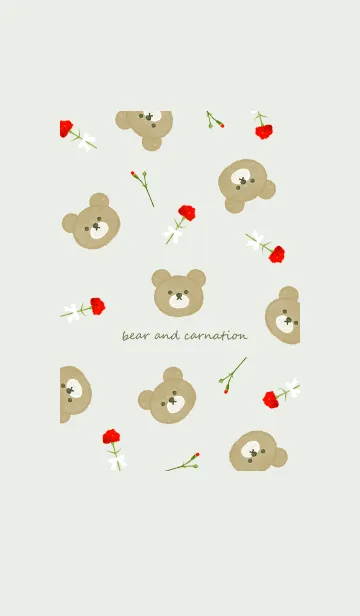 [LINE着せ替え] クマとカーネーション♡pistachiogreen07_1の画像1