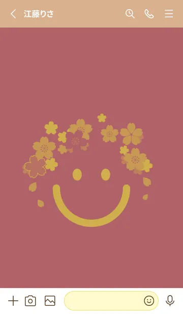 [LINE着せ替え] スマイル＆桜 バーントオレンジの画像2