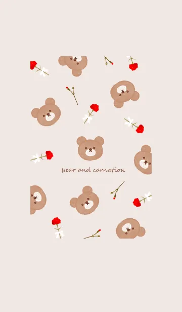 [LINE着せ替え] クマとカーネーション♡pinkbeige08_1の画像1
