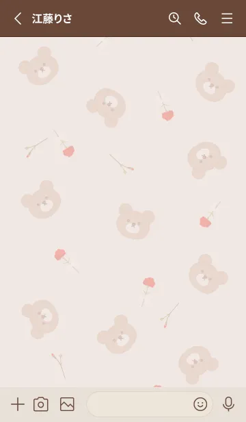[LINE着せ替え] クマとカーネーション♡pinkbeige08_1の画像2