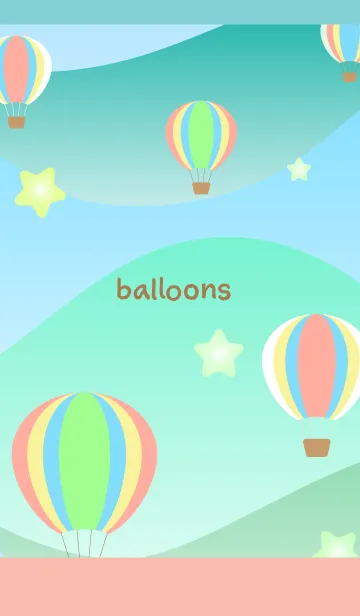 [LINE着せ替え] 空と気球と星 ピンクと水色の画像1