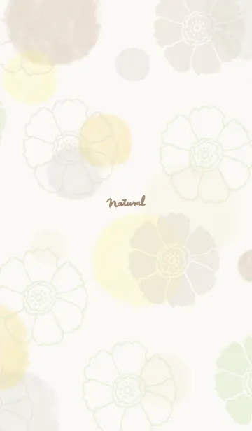 [LINE着せ替え] 花と水彩丸 黄色 茶色22の画像1