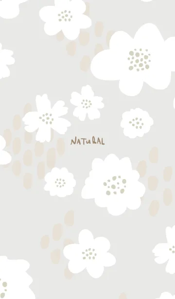 [LINE着せ替え] 白いお花と点々 グレージュ4の画像1