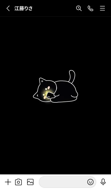 [LINE着せ替え] 横になっている黒のかわいい猫の画像2