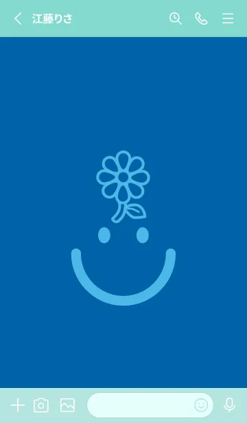 [LINE着せ替え] スマイル＆フラワー シアンブルーの画像2