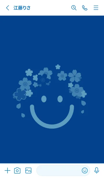[LINE着せ替え] スマイル＆桜 ローヤルブルーの画像2