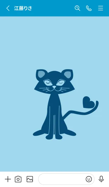 [LINE着せ替え] 猫のオッドとハート スカイブルーの画像2