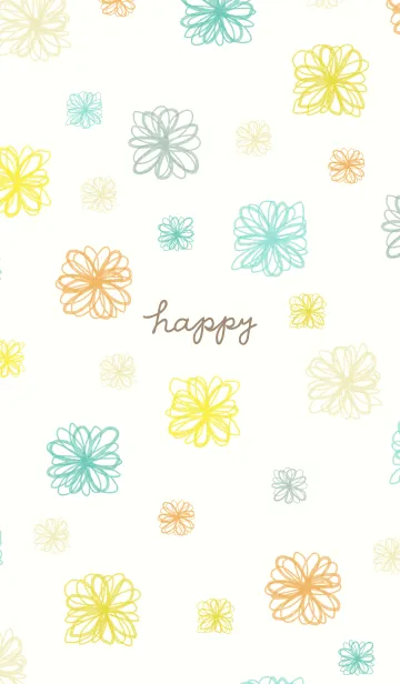 [LINE着せ替え] 手書きの花 グリーンとイエロー12の画像1