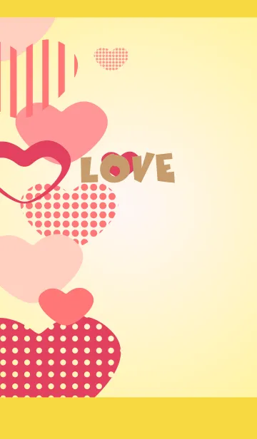 [LINE着せ替え] 赤とピンクのハート 黄色の画像1