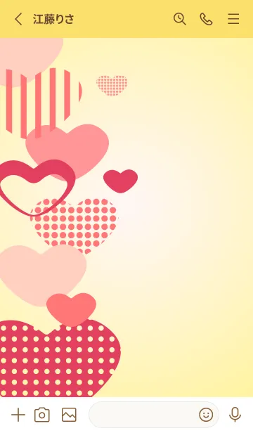 [LINE着せ替え] 赤とピンクのハート 黄色の画像2