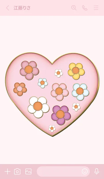 [LINE着せ替え] Enamel Pin Heart Flower 40の画像2