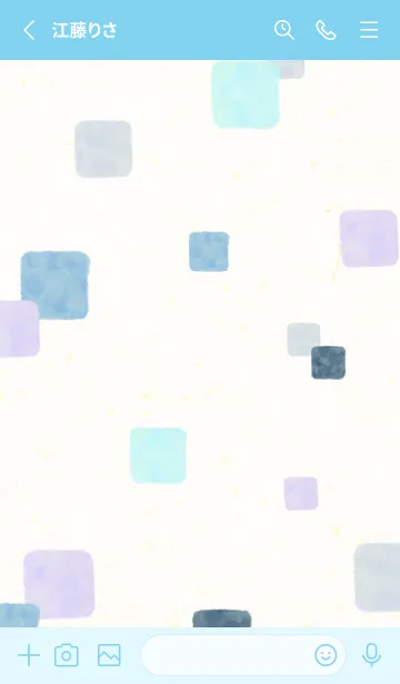 [LINE着せ替え] 水彩 四角 ブルー7の画像2