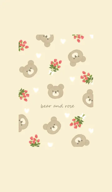 [LINE着せ替え] クマとバラの花束♡yellow14_1の画像1