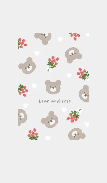 [LINE着せ替え] クマとバラの花束♡グレー01_1の画像1