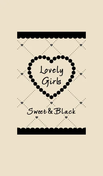[LINE着せ替え] ♡Beige&Black♡ハート&ガーリーの画像1