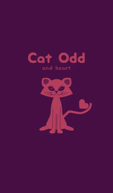 [LINE着せ替え] 猫のオッドとハート 紫紺の画像1