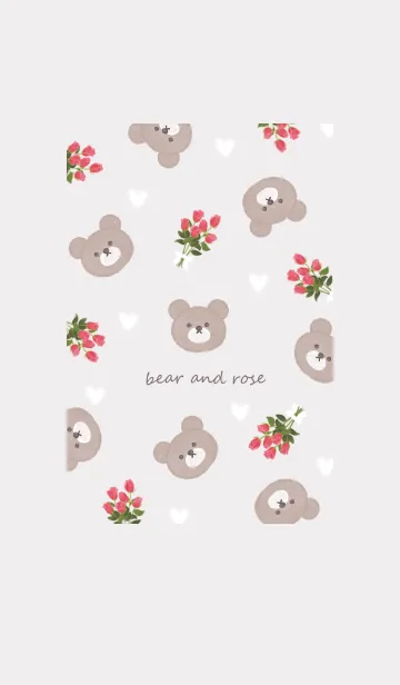 [LINE着せ替え] クマとバラの花束♡Greige02_1の画像1