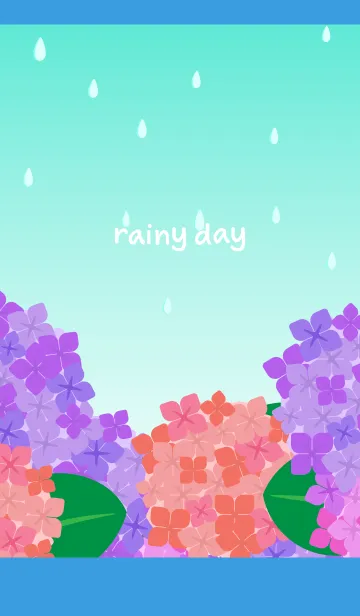 [LINE着せ替え] 雨の日のあじさい 青色の画像1