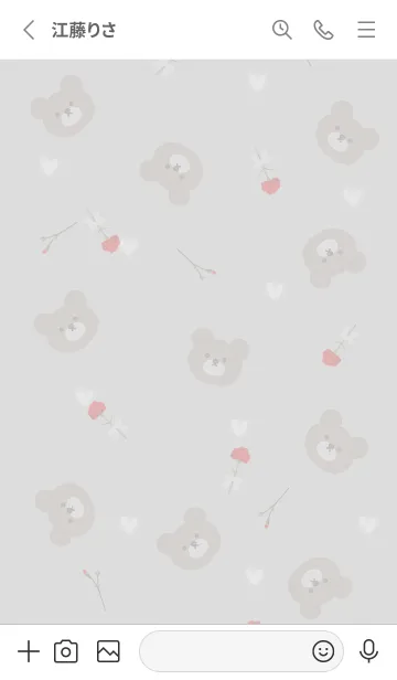 [LINE着せ替え] クマとカーネーションとハート♡Gray01_1の画像2