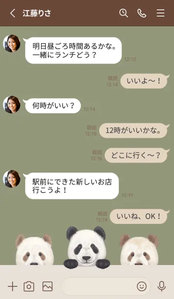 [LINE着せ替え] ANIMAL - パンダ - オリーブの画像3