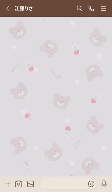 [LINE着せ替え] クマとカーネーションとハート♡Greige02_1の画像2