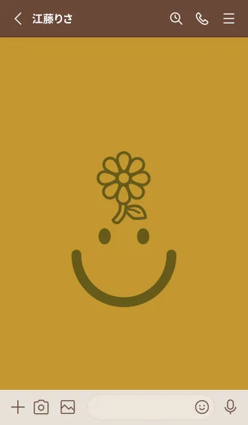 [LINE着せ替え] スマイル＆フラワー イエローオーカーの画像2
