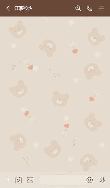 [LINE着せ替え] クマとカーネーションとハート♡brown03_1の画像2