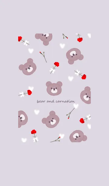 [LINE着せ替え] クマとカーネーションとハート♡violet04_1の画像1
