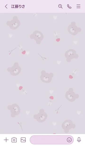 [LINE着せ替え] クマとカーネーションとハート♡violet04_1の画像2