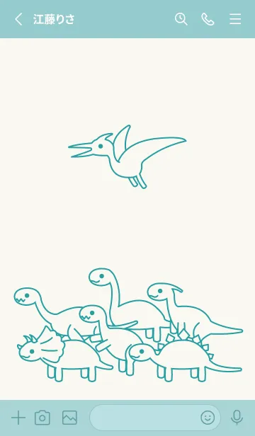 [LINE着せ替え] シンプル×線画×もちっとゆるい恐竜001の画像2