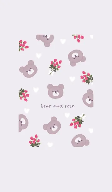 [LINE着せ替え] クマとバラの花束♡violet04_1の画像1